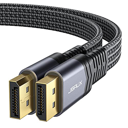 JSAUX DisplayPort Cable 6ft, Flat DP 1.2 Cable [2K@165Hz, 2K@144Hz, 4K@60Hz], Gold-Plated Braided High Speed Display Port Cable 144Hz for Gaming Monitor, Graphics Card, TV, PC, Laptop
