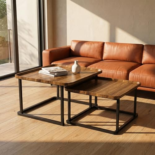 Recopilación de Mesas de centro Top 5. 44 SIMPLE HOGAR Mesa de Centro para Sala, Mesa Auxiliar Cuadrada de 2 Piezas - Mesa Auxiliar pequeña para Sala de Estar Mesa de Centro Moderna Adecuada para Salas de Estar,...