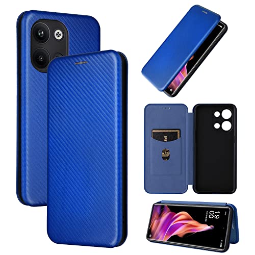 Coque Oppo Reno9 Pro 5G en fibre de carbone chic et protection antichoc bleue