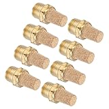 MECCANIXITY 8PCS Pneumatic Exhaust Muffler, 1/4" NPT Male Sintered Bronze Muffler Brass Air Line Fittings for Pneumatic Tools and Industrial Machinery