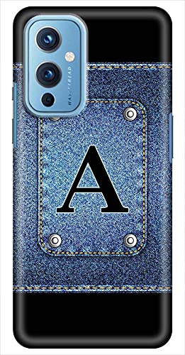 Image of Amazon Brand - Solimo Designer Button Jeans Alphabet-A 3D Printed Hard Back Case Mobile Cover for OnePlus 9