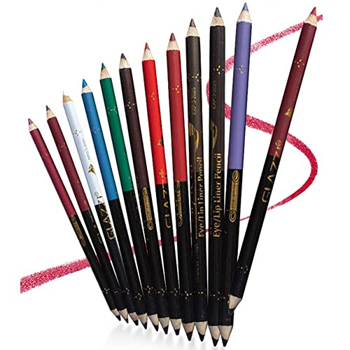 Lot de 12pcs 12 Couleurs Crayon pour les Yeux Eye-liner Fard à Paupière Contours des Lèvres Cover