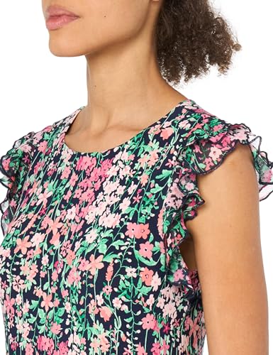 Image of Tommy Hilfiger Women's Sleeveless Crew Neck Double Ruffle Hem Jersey Shift Mini Dress