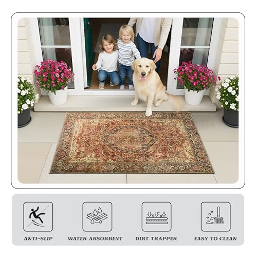 Hafaa Door Mat 40 x 60 cm – Majestic Machine Washable Mat Super Soft Non Slip Doormat Indoor Outdoor Water Absorbent Floor Mats Heavy Duty Entrance Rug