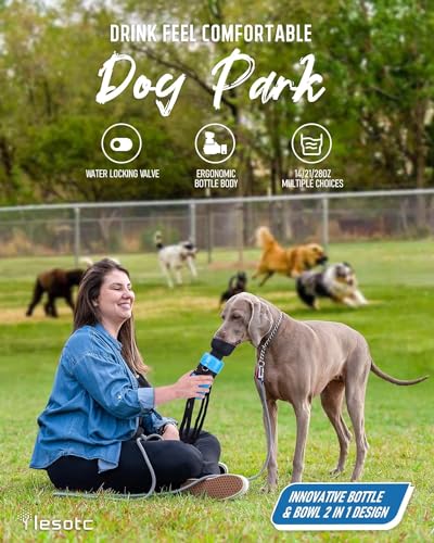 Lesotc 35oz Portable Dog Water Bottle with Bowl & Leak-Proof Lock — view 3