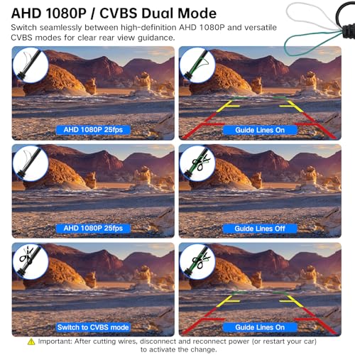 Image of 1080P Car Reverse Camera with Night Vision, 170 Angle, CVBS Switch | IP69 Protection Suits Wet Conditions; AHD 1920 x 1080P Output Gives Clear Rear View for Cars, Pickups, Trucks, SUVs and RVs