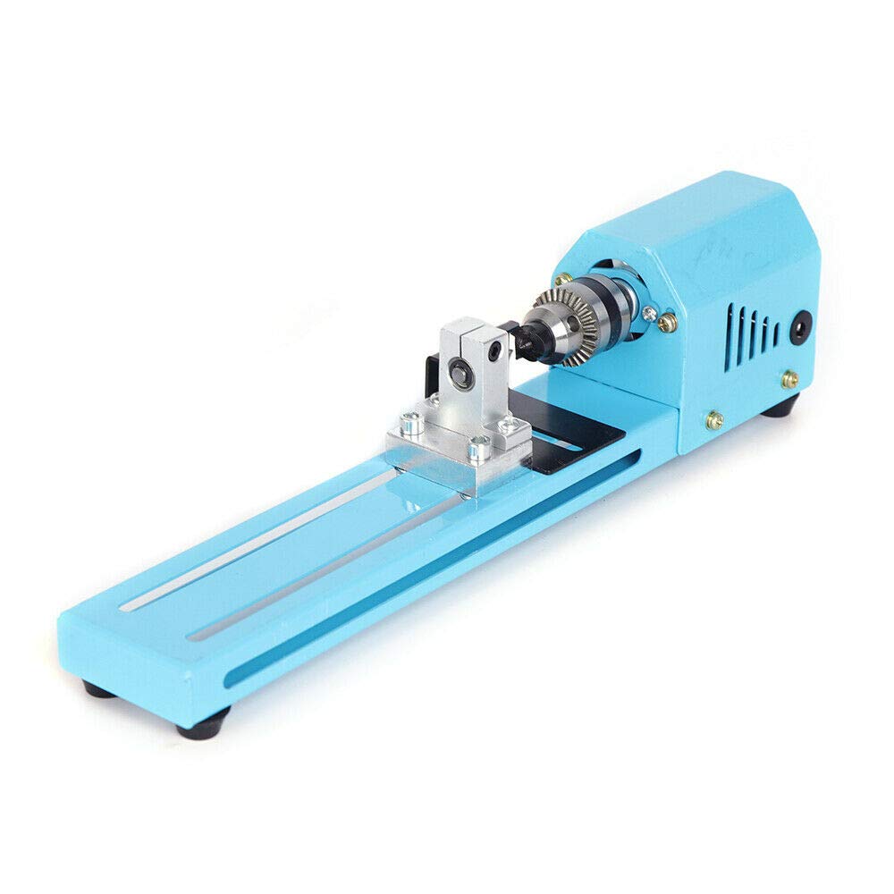 DIFU Mini Wood Lathe Beads Polisher Machine Wood Woodworking Cutting DIY Tool 150W 4000-7000RPM Mini Lathe Drill, Blue