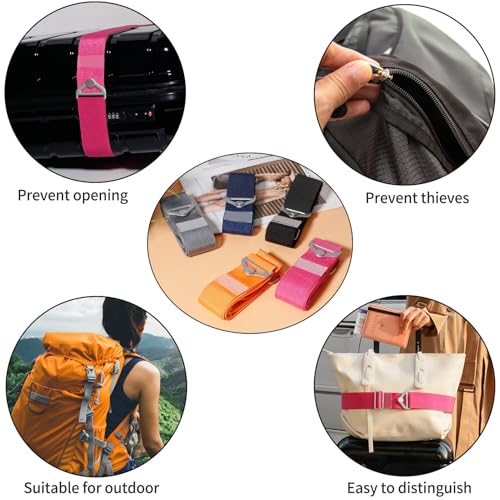 TOOVREN 2-in-1 Luggage Straps Add a Bag Bungees Travel Belt for Luggage Strap for Backpack Attachment Over Handle Carry On Bag Adjustable Elastic Suitcases Belt Travel Accessories Rose4