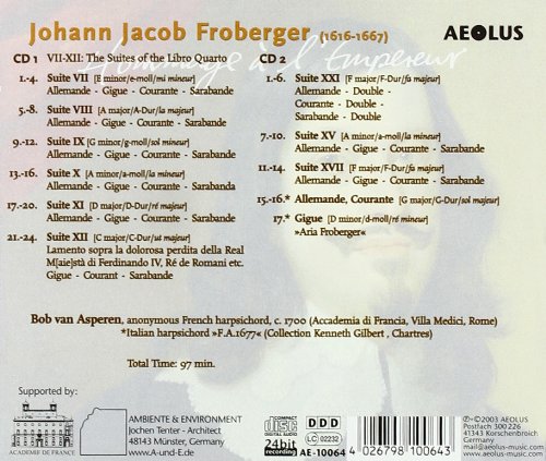 Bob Van Asperen Froberger Edition: Hommage (2 CD)