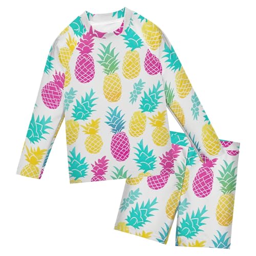 Pineapple Fruit Summer Boys Rash Guard Swimsuits Set for Boys Long Sleeve Swim Shirts Bathing Suits B0403884