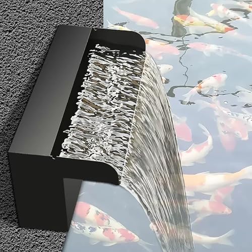 Stainless Steel Waterfall Spillway Fountain - 30cm Indoor/Outdoor Garden Pool Decor for Backyard, Modern Water Feature, Elegant Landscaping, Durable and Stylish