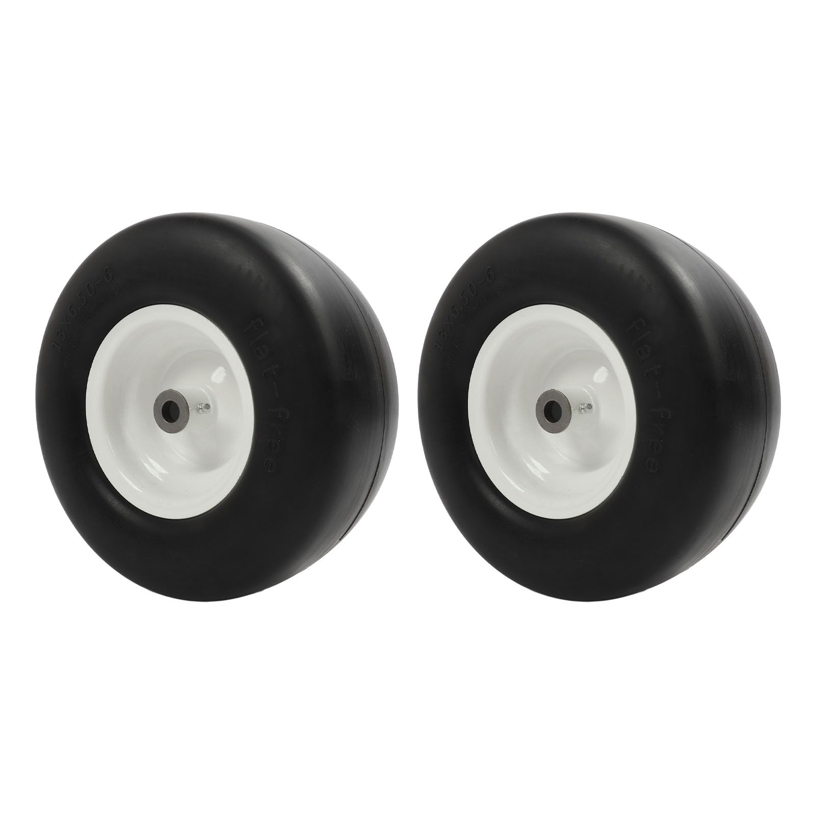 2 Neumáticos de Cortacésped de 13 X 6,50 6, sin Pinchazos, Repuesto de Rueda de Tractor de Hierro Sólido de PU con Bujes Blancos, para Monociclo de Bricolaje, Coches y