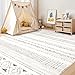Large Living Room Area Rug 5x7: Soft Machine Washable Boho Moroccan Farmhouse Rugs for Bedroom Under Dining Table - Non-Slip Neutral Morden Indoor Floor Carpet for Home Office - Brown/Cream