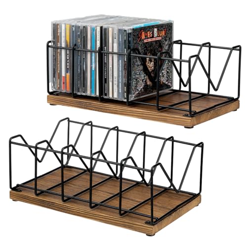 La mejor comparación de Armarios para películas y CDs los más solicitados. 45 MyGift Organizador de 2 piezas para CD, soporte de torre para DVD, organizador compacto de discos de mesa - Capacidad para 50 estuches tipo joyero, madera maciza rústica vintage...