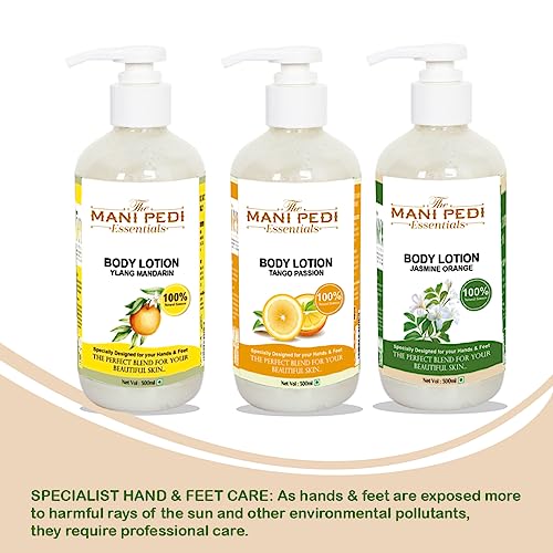 Image of THE MANI PEDI ESSENTIALS Jasmine & Orange Body Lotion for Men & Women with SPF 30 for Normal, Dry & Sensitive Skin | for Intense Hydration & Deep Moisturization - 300 ml
