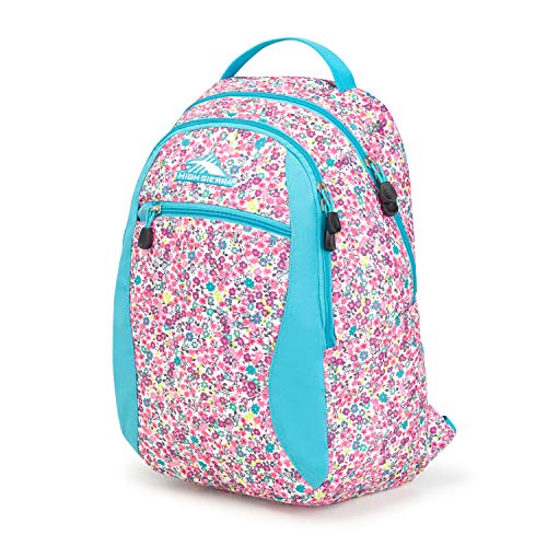 Image of High Sierra Curve Backpack, Prairie Floral /Tropic Teal - All-Around Bag with Large Main Compartment and Media Pocket with USB /Cable Port - Ideal for Travelers, Students, and Athletes