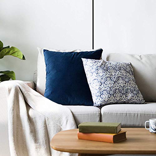 Jueyingbaili Throw Pillow Covers Velvet Decorative 2 Packs Ultra-Soft Navy Blue Pillowcase 18 X 18 Inch For Couch,Chair,Sofa,Bedroom,Car,Square Solid Color #TOP4