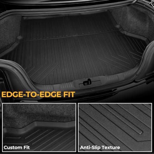 Image of Floor Mats for 2015-2023 Ford Mustang Accessories | Not for Mach-E, Full-Coverage Mats Set with Cargo Liner, 3D Custom Cargo Liner, Non-Slip Texture, Odorless TPE, Easy to Clean