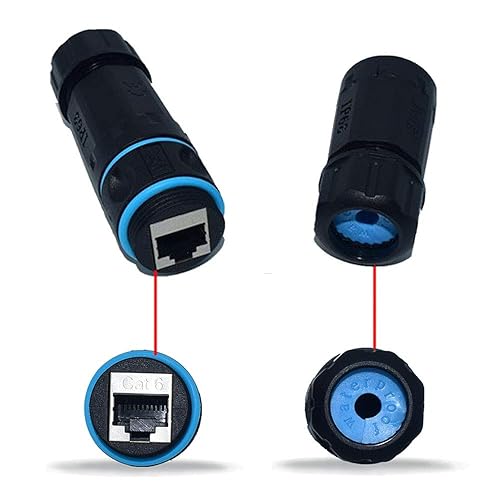 Miniatura 4 de 5 unids blindado RJ45 impermeable panel montaje conector IP68 Cat55e6 8P8C Ethernet LAN cable acoplador hembra a hembra adaptador de red al aire