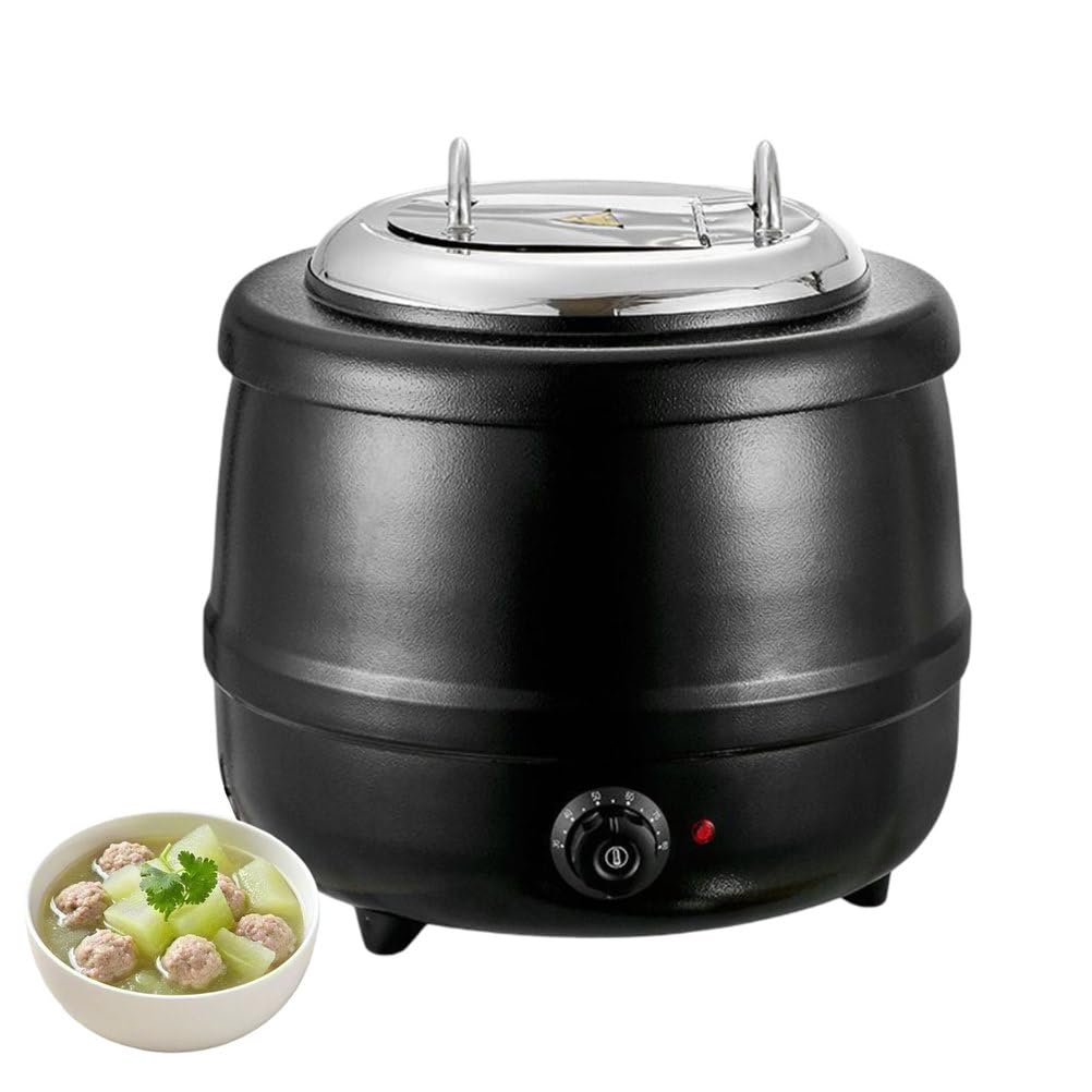 AIZYR Bollitore per Zuppa da 13 Litri Scaldazuppa Elettrico, Scaldavivande con Contenitore Estraibile in Acciaio Inox Scaldavivande da Banco per Ristoranti E Catering Domestici,Curved