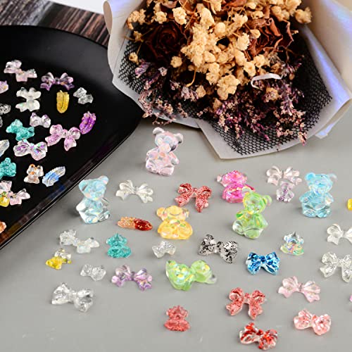 Umillars 3D Glitter Nail Art Charms Rhinestones Kit,Mix Shape Colorful Acrylic Sequins Bowknot Bear Nail Art Decorations For Nail Art Designs Diy Accessories Craft #TOP1