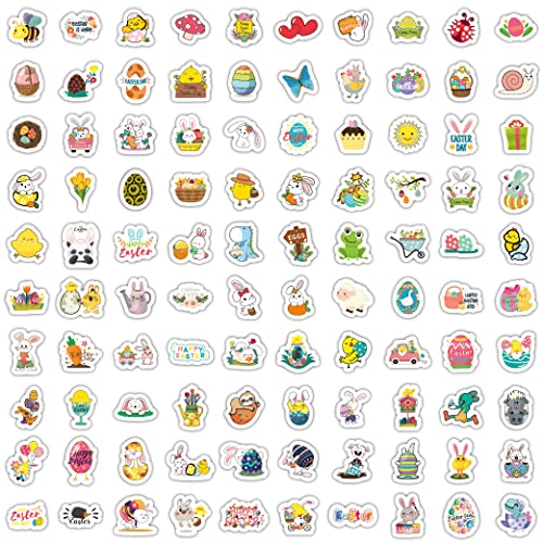 100Pcs Easter Stickers For Kids, Bunny Stickers Vinyl Waterproof Stickers Pack, Easter Eggs Stickers For Water Bottle, Happy Easter Stickers, Easter Gifts For Kids #TOP3