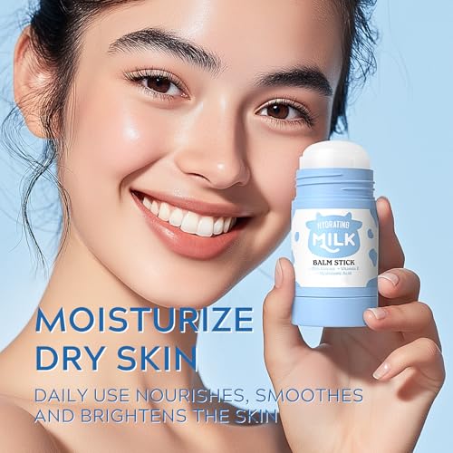 Milk Face Moisturiser, Milk Hydrating Balm Stick, Hydrating Face Cream for Dry & Sensitive Skin, Makeup Base, Face & Body Moisturizer with Hyaluronic Acid, Tender Skin, 40g - Image 4