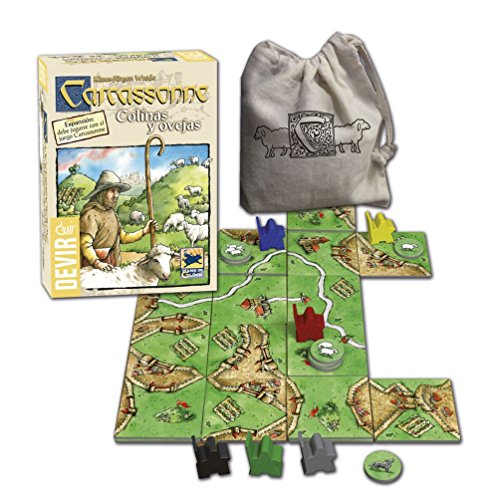 Devir - Carcassonne Expansión: Colinas y Ovejas, Juego de Mesa, Juego de Mesa con Amigos, Juego de Mesa de Estrategia y Ingenio (BGCOVE)