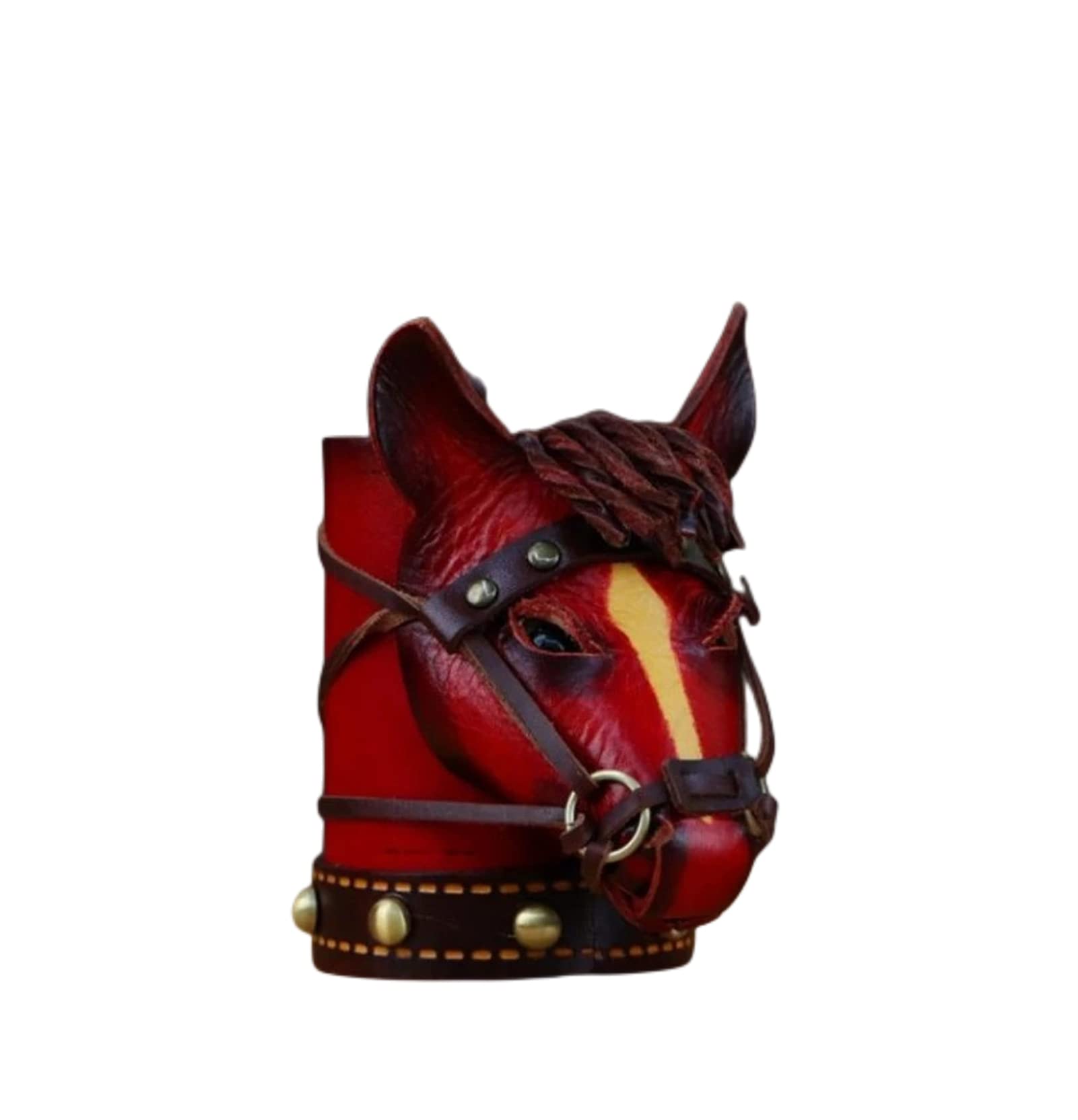 Petit porte-stylo rouge en cuir de vache idée cadeau décoration