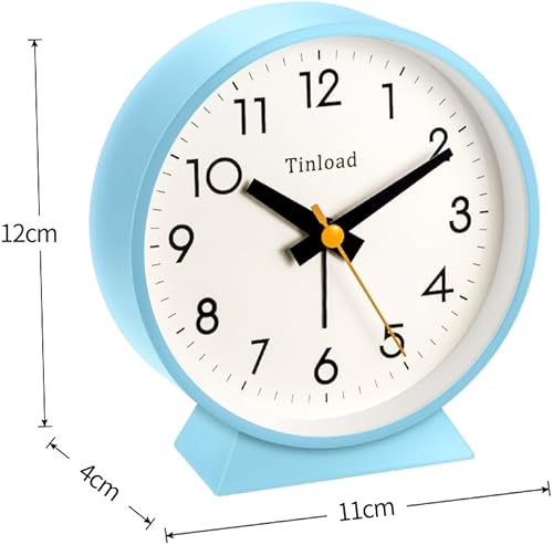 Miniatura 3 de Reloj despertador analógico retro antiguo de 4.5 pulgadas, funciona con pilas, pequeño y silencioso con luz nocturna, funciona con pilas, para sala