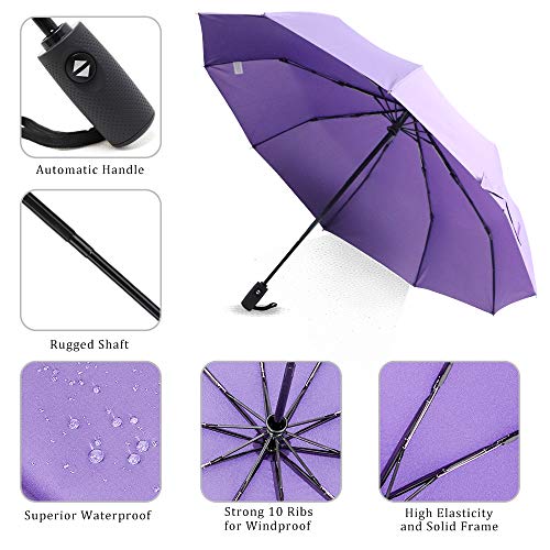 ZOMAKE Travel Umbrella Compact - 10 Ribs Portable Collapsible Umbrellas for Rain Windproof - Paraguas Automatic Small… - Image 6