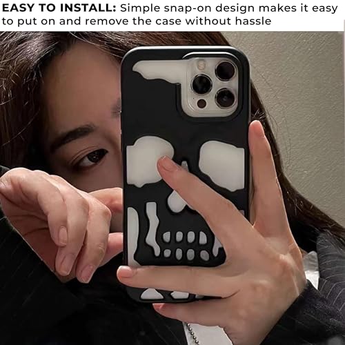 Image of Kraptick Polycarbonate iPhone 16 Pro Case - Skull Face Design Mobile Cover, Stylish & Durable Phone Cover, Lightweight Protective Fit for Apple iPhone 16 Pro -(Matte Black)