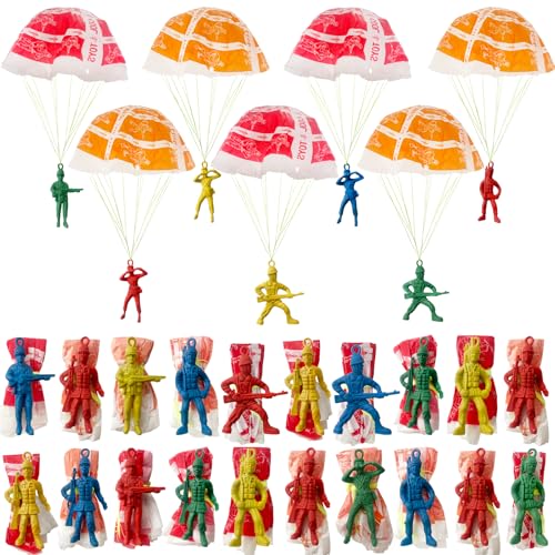 OJYUDD 50 PCS Parachute Toy,Mini Paratroopers Army Parachute Flying Throwing Outside Toys,Tangle Free Throwing Toy Parachute for Toddlers,Party Favors