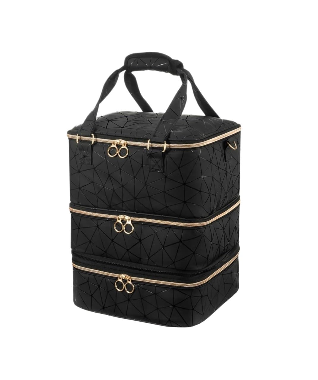 Nagellack Aufbewahrung Tasche Abnehmbare dreilagige PU-Nagellack-Aufbewahrungstasche, große Kapazität for ätherische Öle, bietet Platz for 60 Flaschen(Black)