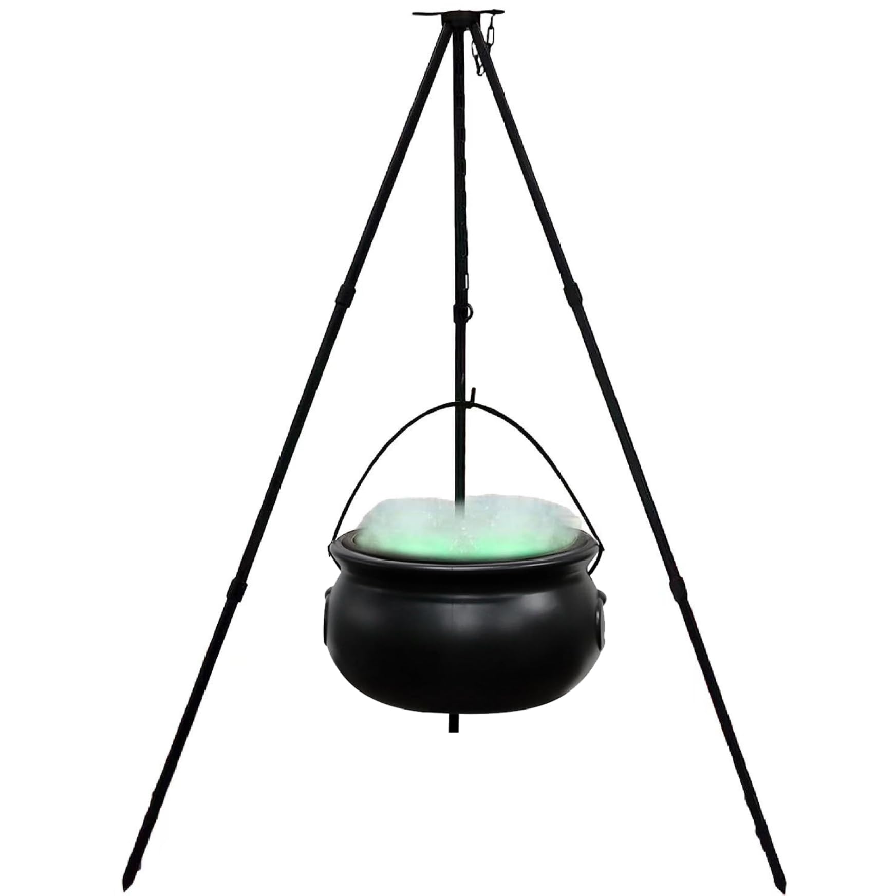 Monwssoe Halloween Decor, Witch Cauldron with 30.7" Tripod 12.6" Cauldron Pot with Light and Cotton Fill Easy Assembly Battery Powered Halloween Decorations for Party, Campfire