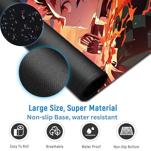 Image of Anime XL Extended Gaming Mouse Pad | XXL Large Desk Mat 60x30cm for Laptop & PC | Non-Slip Rubber Base, Waterproof, Durable & Smooth Surface | Office, Gaming & Study