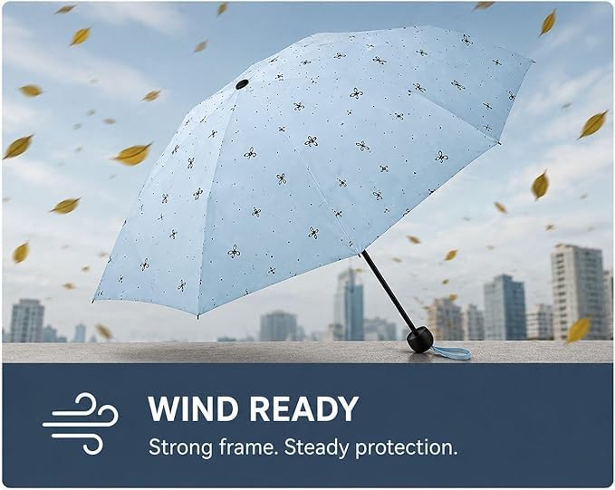 Image of Ozoy umbrella for women,Travel - Mini Folding Compact with Case, 6 Ribs Lightweight Portable Small Sun&Rain Pocket Umbrella for Girls and Women
