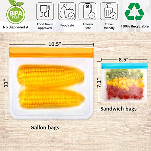 Reusable Gallon Bags with Bags Drying Rack, Reusable Storage Bags with Drying Rack Kitchen Stainless Rack for Reusable Sandwich Bags, Reusable Snack Bag Drying Rack Holder (9Pack-8Gallon+Drying Rack) - Thumbnail 3