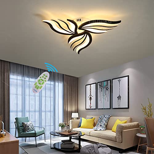 Lustre LED dimmable pour chambre et cuisine avec télécommande noire