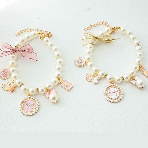 Miniatura 2 de Collares de perlas para perros, collar de lazo de princesa, collar para mascotas, collar lindo para cachorros, accesorios de joyería de gato, correa
