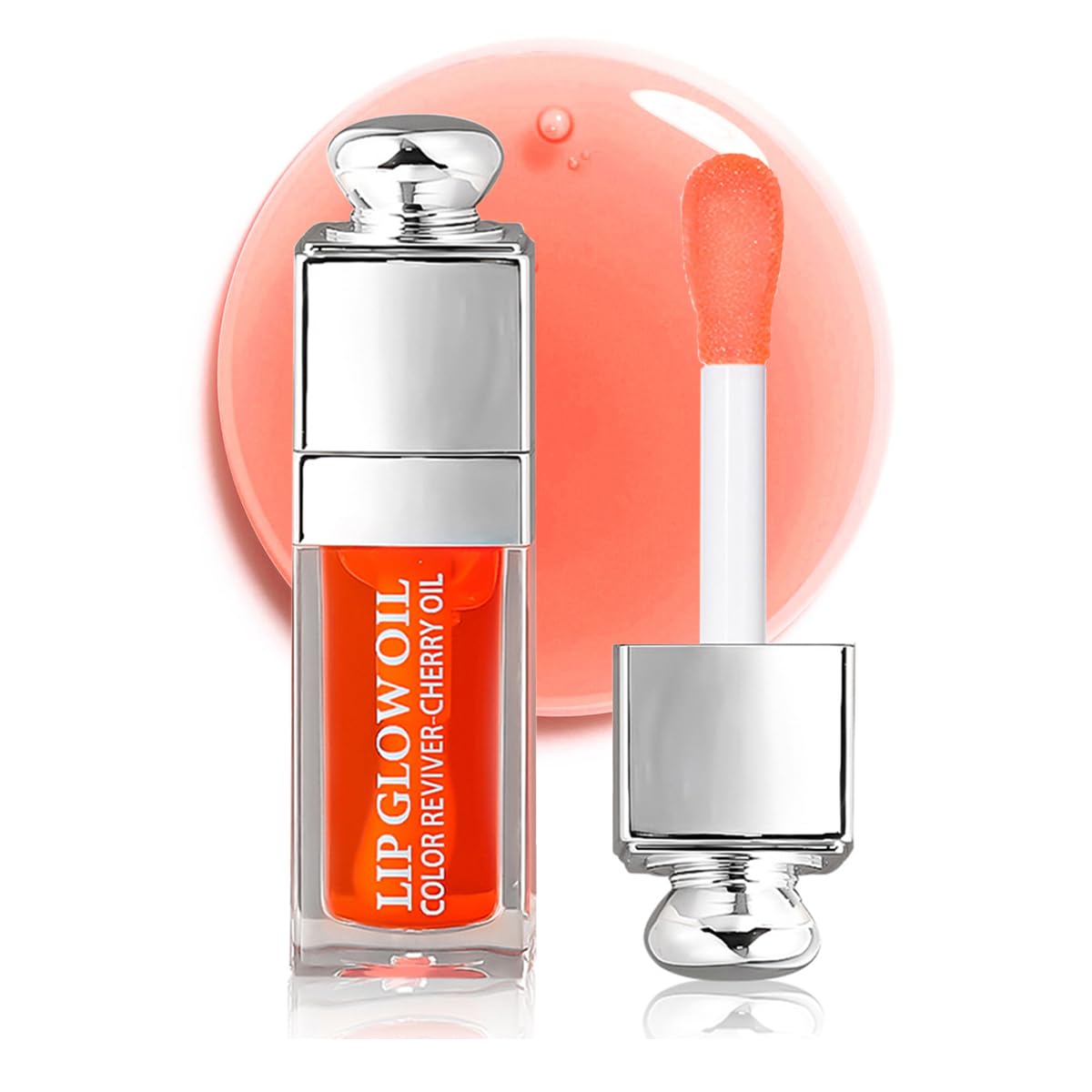 Hydrating Lip Glow Oil, Moisturizing Plumper Lip Gloss, Transparent Plumping Balm, Tinted Balm Care 0.2 OZ - 004 CORAL