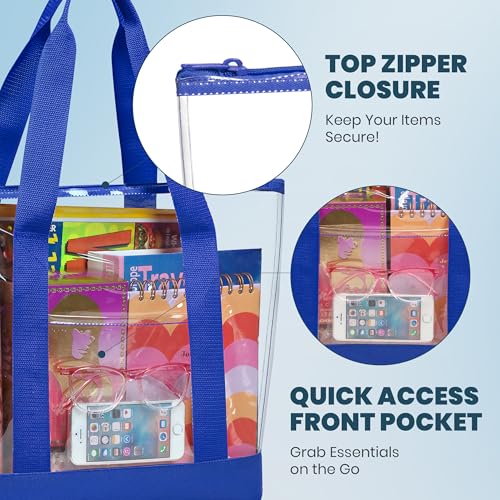 Image of Handy Laundry Clear Tote Bag - Zipper Closure, Long Shoulder Strap, Fabric Trimming.