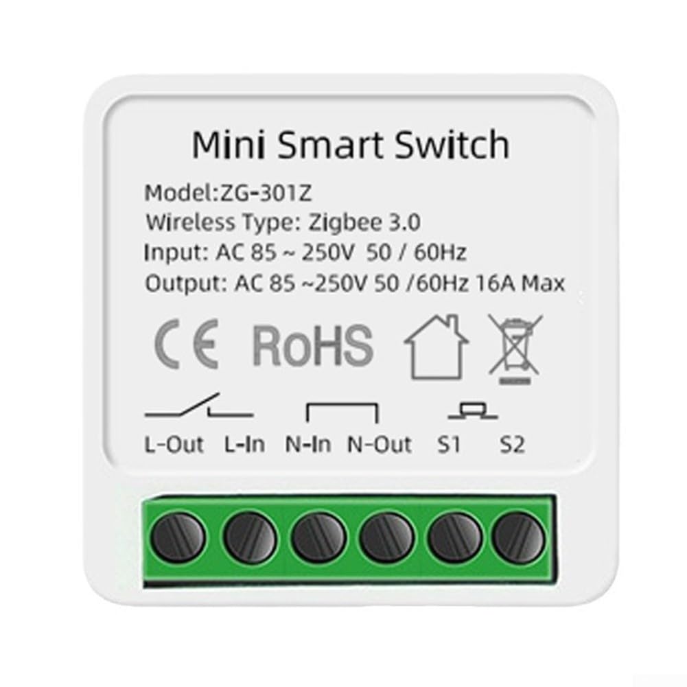 Jayruit Mini WiFi Smart Light Switch, Smart Home Mini Switch for Zigbee 3.0 Wireless Remote Control Timer Switch 16A 2-Way Relay Module for Tuya Sm-art Life App Voice Control