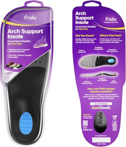 Frido Arch Support Insole for Flat Feet, Relieves Feet Pain, Plantar Fasciitis & Heel Spurs, Orthotic Inserts for Enhanced Stability, Comfortable, Trimmable Shoe Inserts, Medium (9 to 11 UK) Pack of 1 (Image - 1)