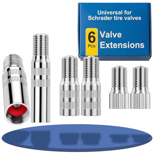 Vehepeay 6 Pièces Rallonge Valve Pneu, Pneu Voiture H62 Laiton Nickelé, Adaptateur Valve avec Hauteur de19mm, 27mm,39mm, Valve Adaptateur de Valve pour...