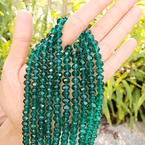 Image of 140pcs Czech Faceted Rondelle Crystal Glass Beads 8mm Bulk Emerald Green