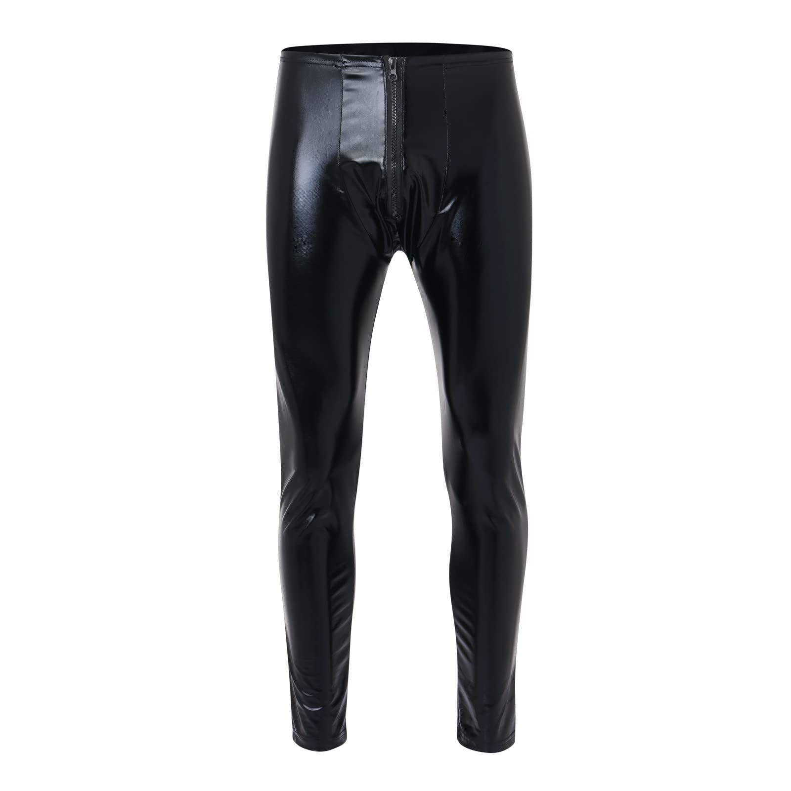 Legging pour homme fabriqué en Allemagne - Noir - Aspect latex - Holographique réfléchissant - Pantalon en cuir synthétique