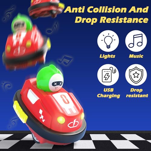 Remote Control Bumper Cars for Kids, RC Ejecting Bumper Car Toys with Light & Music, Mini RC Racer Game Set of 2, Toddler Toy Vehicles, Birthday Gifts for Boys Girls Age 3 4 5 6 7 8 Years Old - Image 5