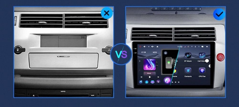 Touchscreen Auto Radio per Citroen C4 C-Triomphe C-Quatre 2004-2009 Wireless Carplay Android Auto Stereo Bluetooth Ips con Pantalla Táctil con Gps Navigatore/Swc/Mirror, 8 Nucleo 8G+256G