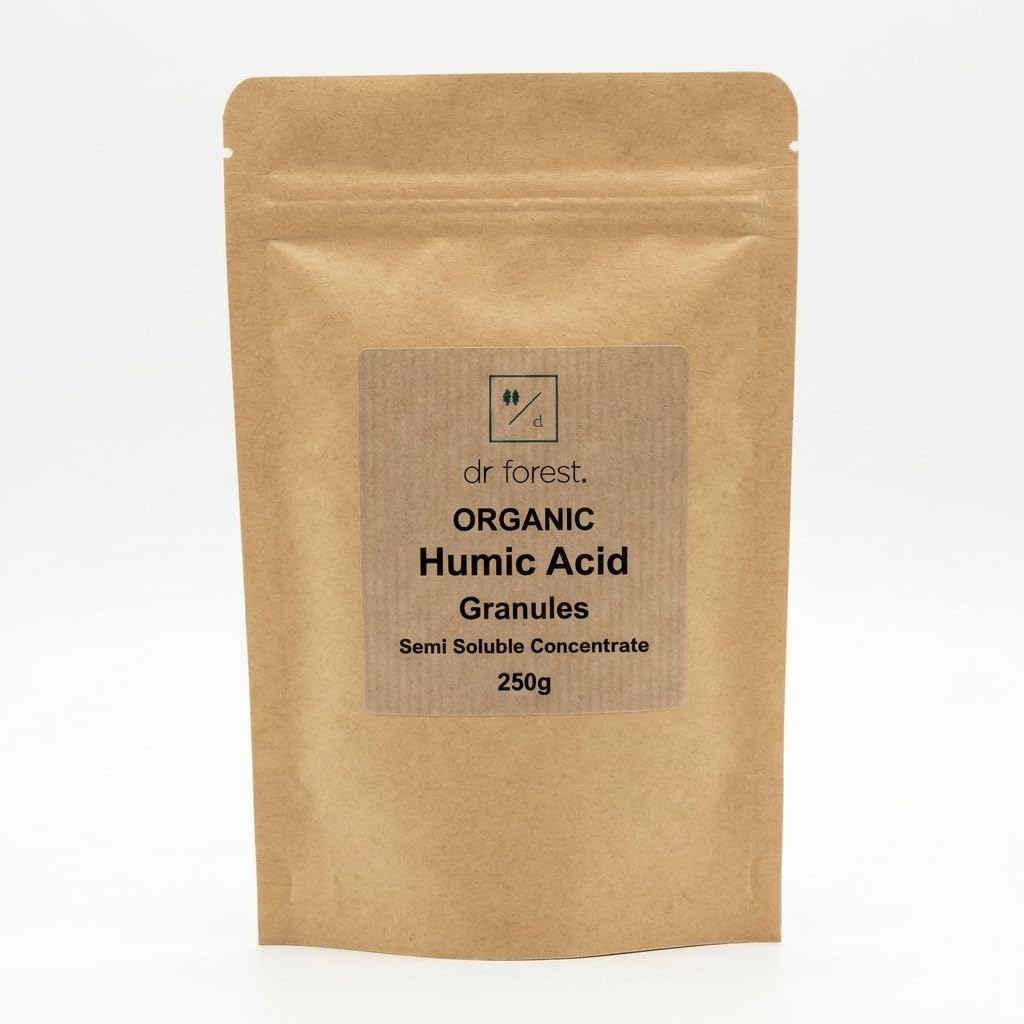 Dr Forest Humic Acid Granules - 65% Humic 10% Fulvic Acid Soil Conditioner for Plants, Lawns and Vegetables - 90% Water Soluble Biostimulant - Made with Organic Ingredients - Handmade in Stockport